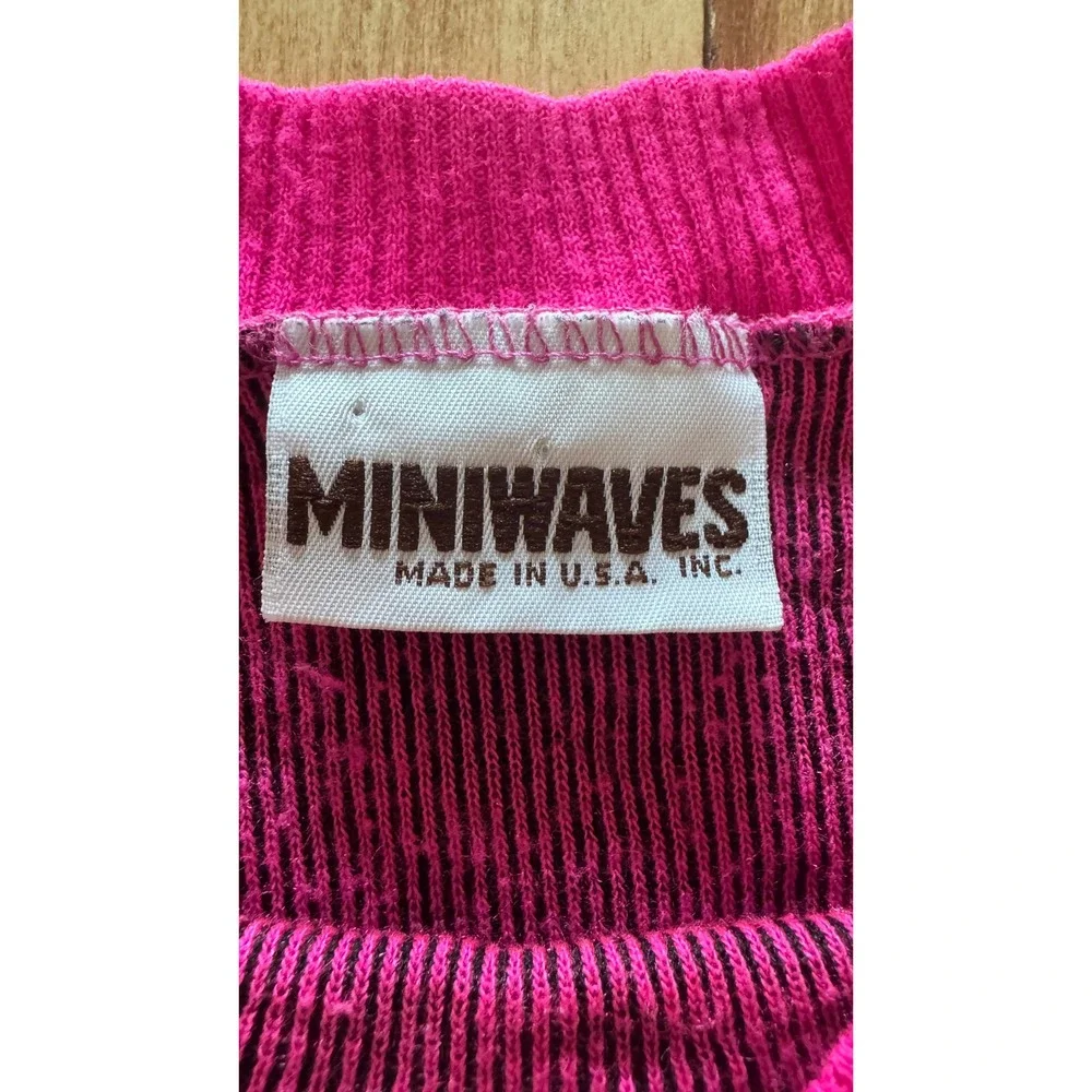 Miniwaves Vintage‎ Kids Neon Pink Black Diamond Knit Sweater Made in USA Size 6X